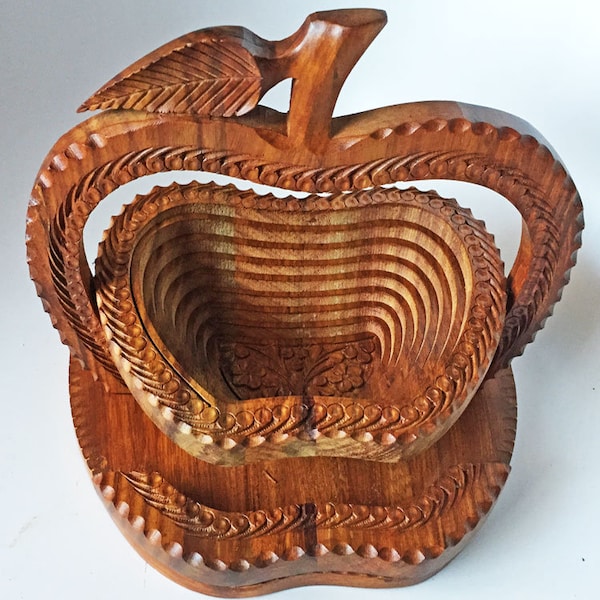 Panier de bol de fruits pliable en bois, différents compartiments Paniers pliables en bois, pliage artisanal en bois