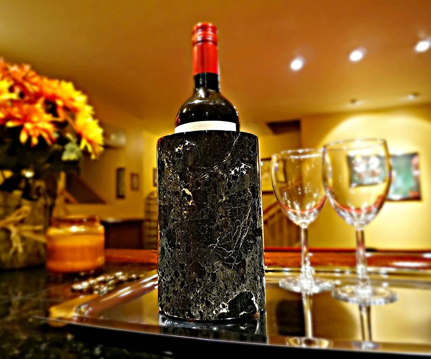 Marble Wine Cooler White Marble bottle Chiller Marble Flower Etsy