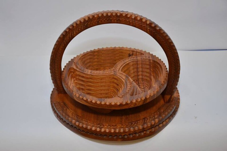 Wooden Collapsible Fruit Bowl Basket Different Compartments Etsy