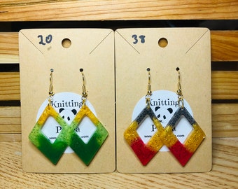 Handmade Resin Earrings, Triangle Drop Earrings, Dangle Earrings