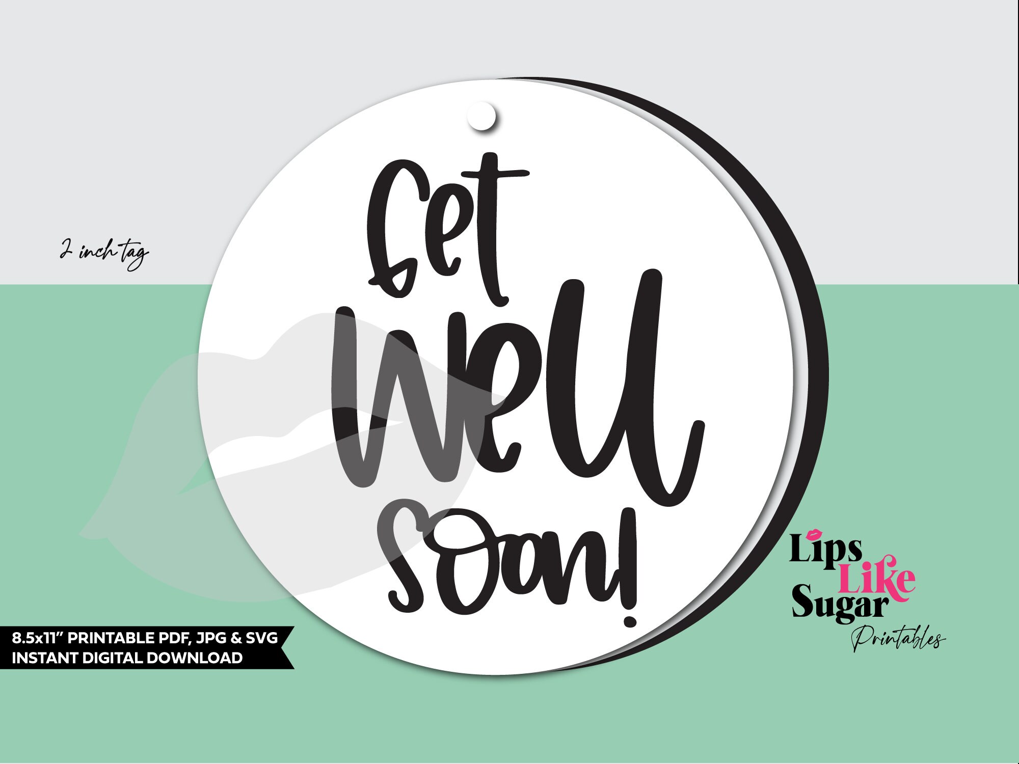 Get Well Soon Printable 2 Cookie Tag sticker | Etsy