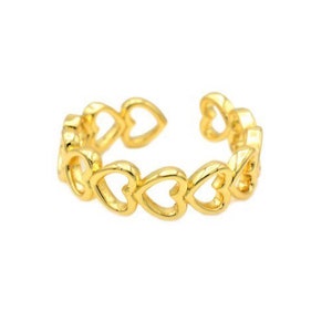 Gold Heart Ring, Gold Plated, Stackable Ring, Adjustable Ring,