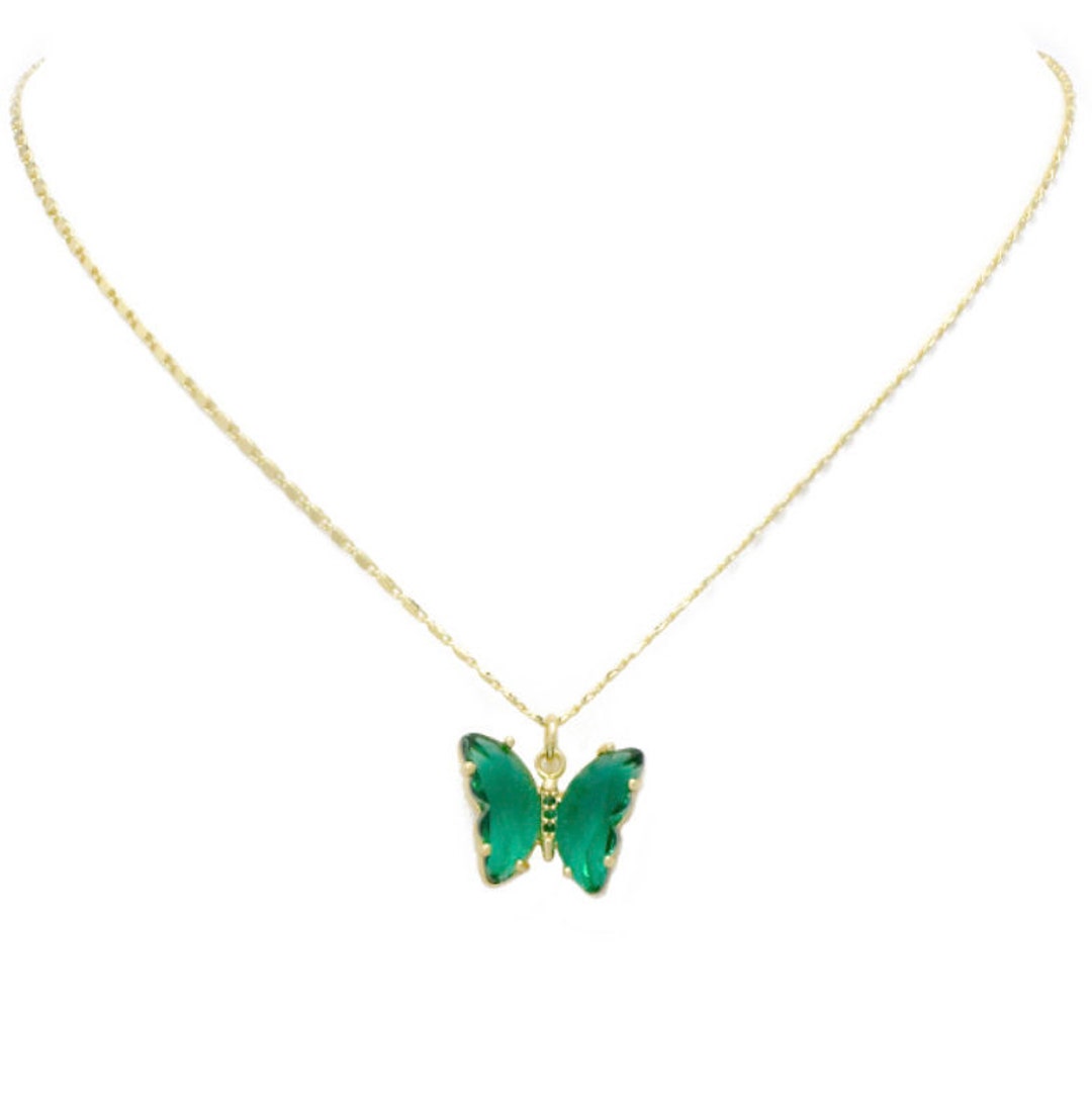 Red and Green Butterfly Necklace- Order Wholesale