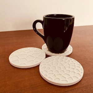 LuxeCoasters Modern 3D Printed Coasters – Geometric Drink Coasters for Coffee Tables, Home Decor, and Gift