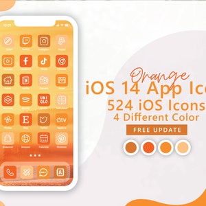 Orange iOS 14 App Icons: 131 Unique Designs (Digital Download)