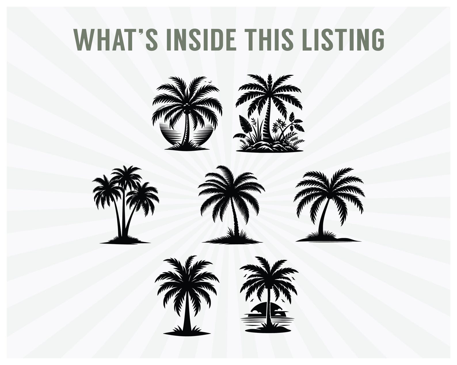 50 Palm Tree SVG PNG Bundle | Tropical Palm Clipart | Palm Silhouette ...