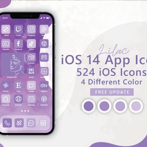 524 Aesthetic Lilac iOS 14 App Icons / 131 Unique Icons in 4 color / iOS14 Homescreen / ios 14 Widgets and Wallpaper / Icon Pack