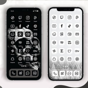 262 Black iOS 14 App Icon / White ios 14 app icon / iOS14 Homescreen / ios 14 Widgets and Wallpaper / Icon Pack / Dark Theme image 2