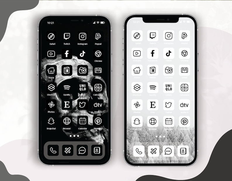 262 Black iOS 14 App Icon / White ios 14 app icon / iOS14 Homescreen / ios 14 Widgets and Wallpaper / Icon Pack / Dark Theme image 2