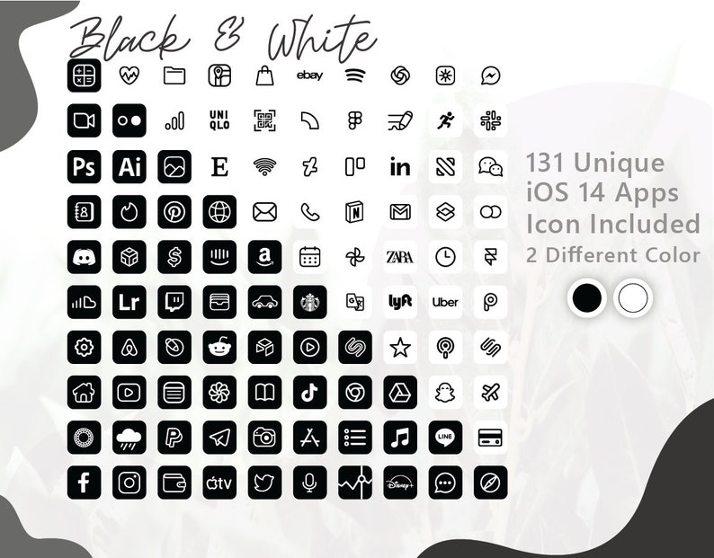 262 Black iOS 14 App Icon / White ios 14 app icon / iOS14 Homescreen / ios 14 Widgets and Wallpaper / Icon Pack / Dark Theme image 4