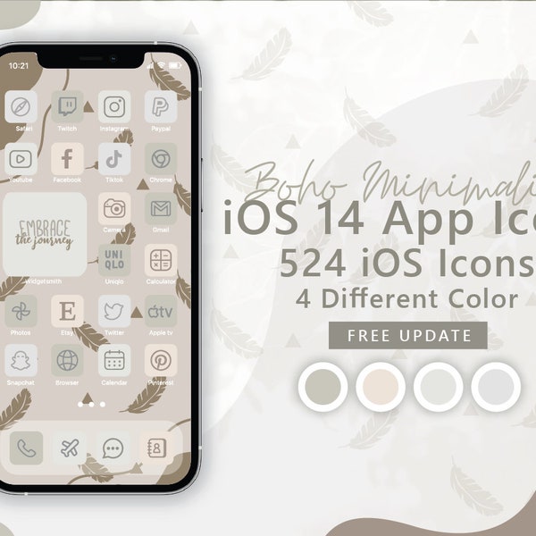 524 Neutral Boho Minimalist iOS 14 App Icons / 131 Unique Icons in 4 colors / iOS14 Homescreen / ios 14 Widgets and Wallpaper / Icon Pack