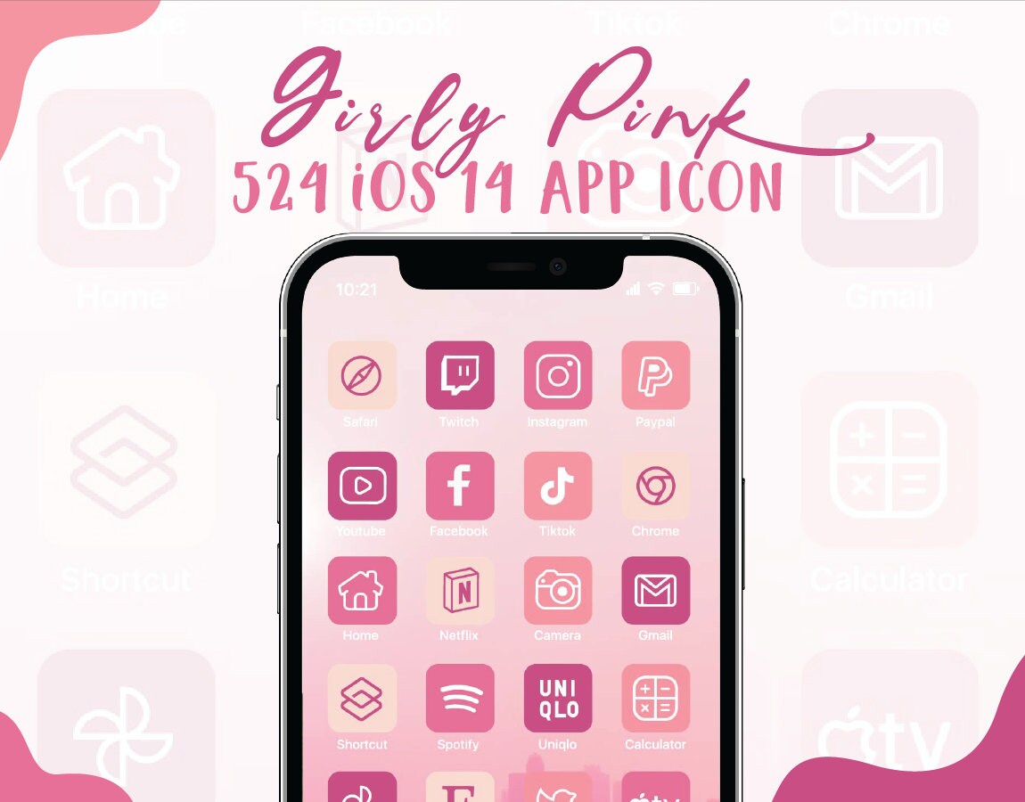 524 Pink Aesthetic iPhone Ios 14 App Icons iPhone Home Screen Etsy