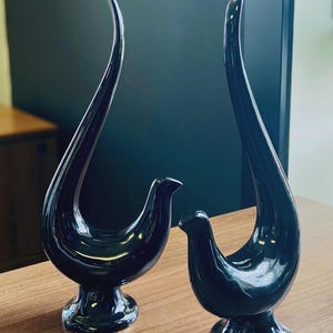 Mid Century Modern Figurines: Canadian Pottery Painted Bird Sculptures