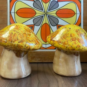 Vintage Handcrafted Salt and Pepper Shakers, Homemade Handpainted Retro Ceramic, Mid Century Crafted Pottery