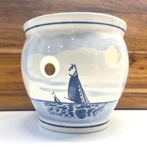 Delft Blue Bulb Planter Holland Windmill Pot For Paperwhites Hyacinths Indoor Bulbs