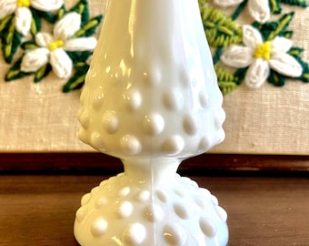 Vintage White Milk Glass Hobnail Bud Vase – 9.5 inches tall Fenton Style