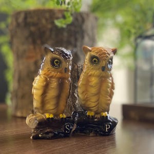 Vintage Salt & Pepper Shakers – Made in Japan Ceramic Owl Mid Century Retro Kitchen Decor