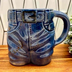 Vintage 1977 Byron Molds Jeans Mug: Signed Ceramic Coffee Cup