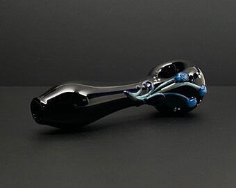 Rose Black Pipe - Hand blown Smoking Pipe - Glass Bowl - Tobacco Pipe - Pipe for Smoking - Blown Glass Pipe - American Made