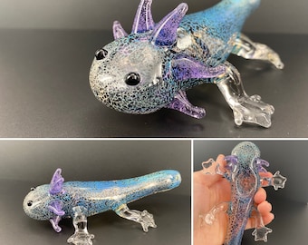 Axolotl Glass Pipe – Color Changing Vaporized Silver Bowl