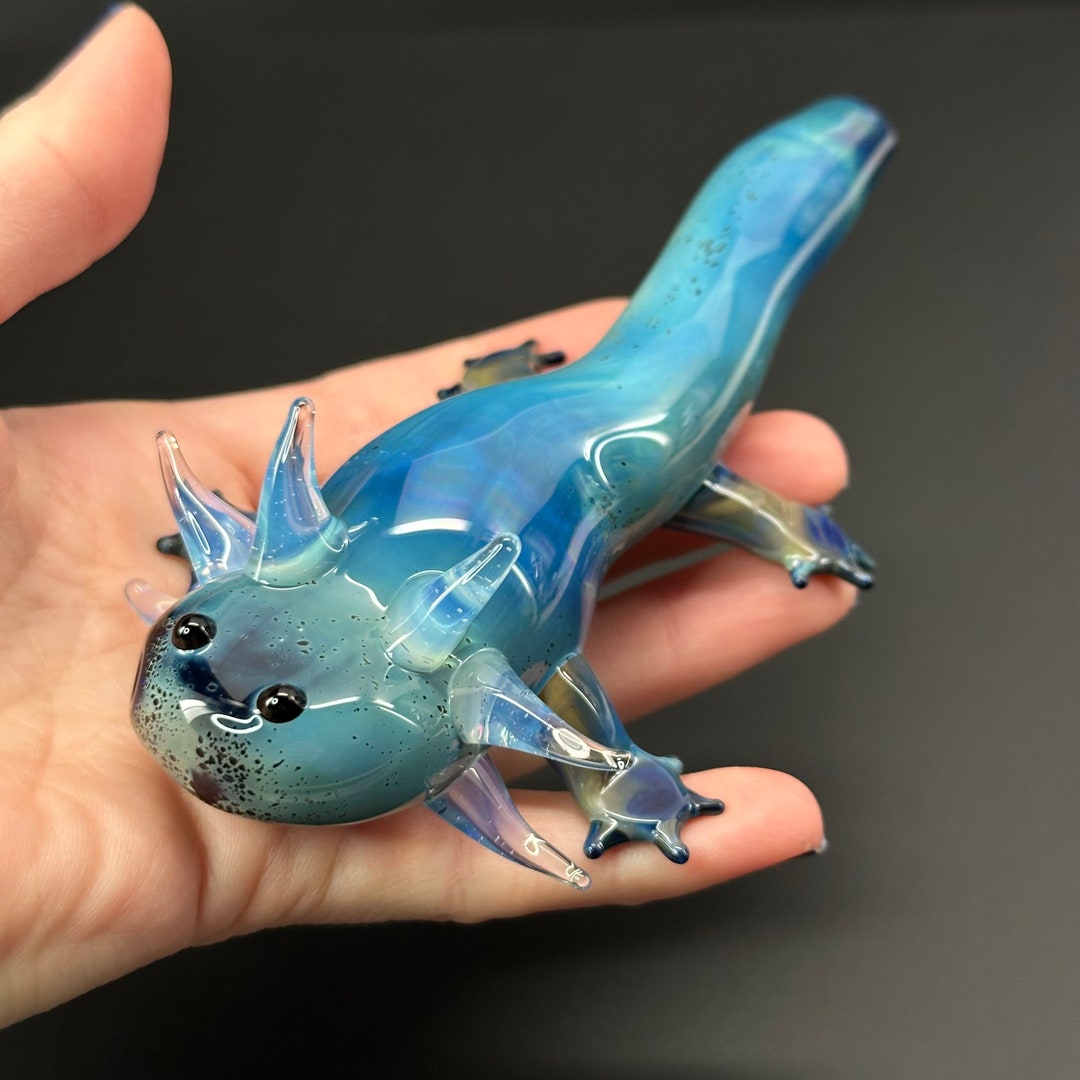 SPECIALTY Axolotl Pipe Friend Cobalt Blue mudpuppy Bowl Cute Adorable