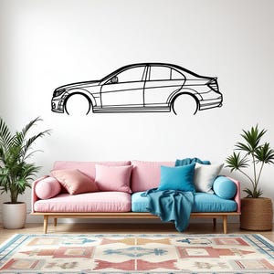 C63 AMG 2009 Detailed Car Silhouette Wall Art, Metal Car Wall Decor, Gift For Car Lovers, Car Gift For Him, Car Guy Gift