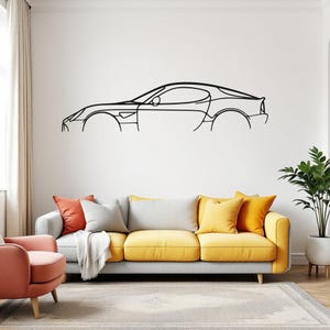Art mural silhouette de voiture Alfa 8C, décoration murale de voiture en métal, cadeau pour les amateurs de voitures, cadeau voiture pour lui, cadeau garagiste