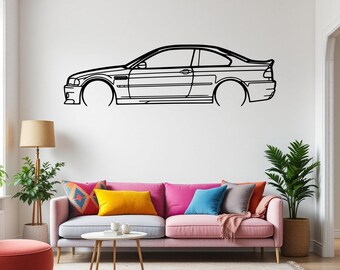 M3 E46 CSL Detailed Car Silhouette Wall Art, Metal Car Wall Decor, Gift For Car Lovers, Car Gift For Him, Car Guy Gift