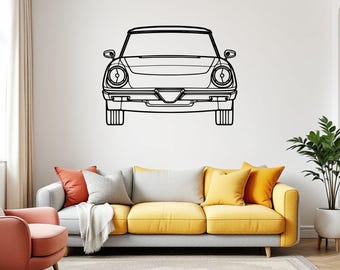 1984 Spider Front Car Silhouette, Metal Wall Art