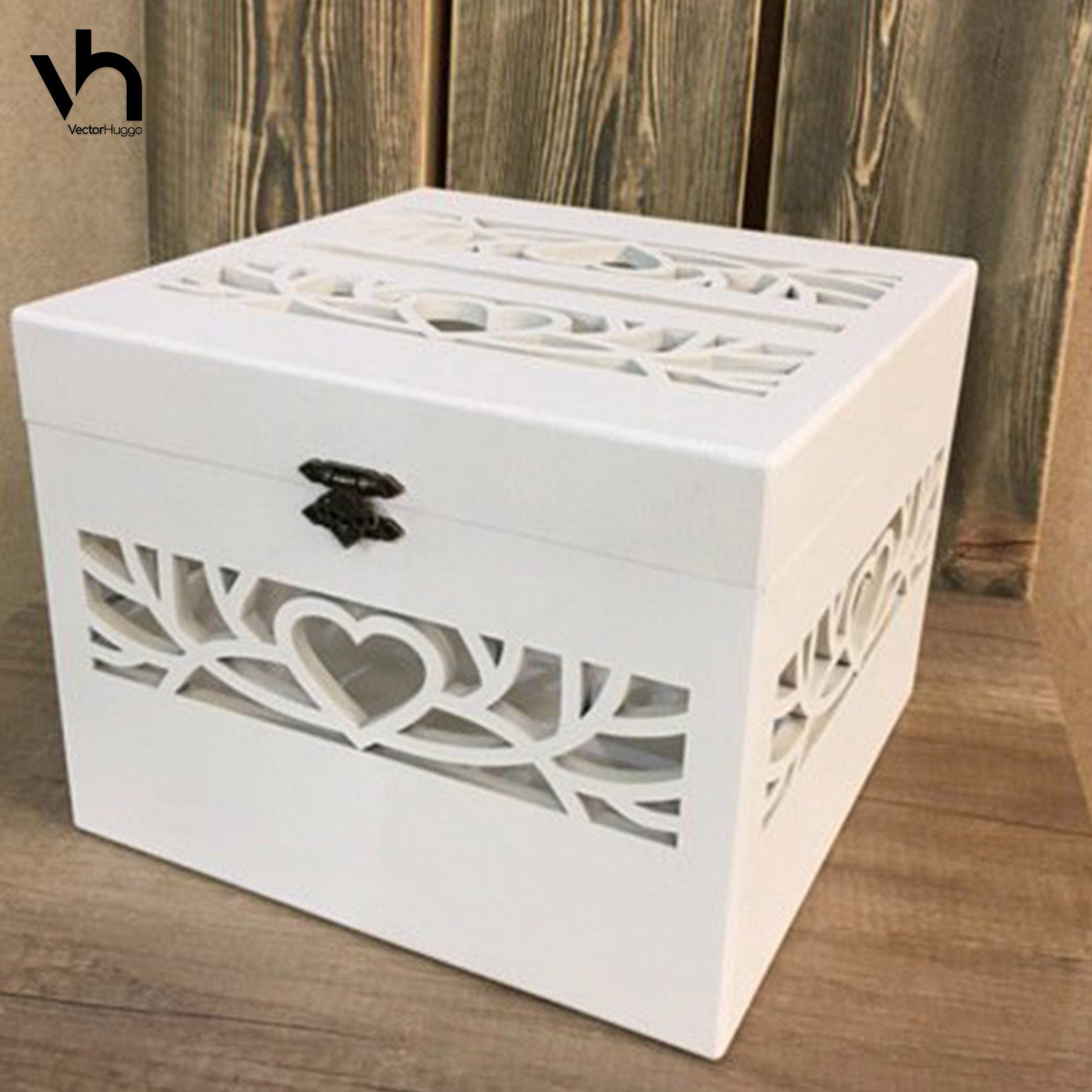 Laser Cut Wedding Box Rustic Wooden Card Box Wedding Money Etsy