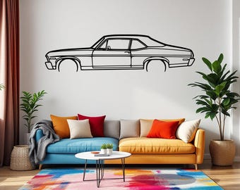 1972 Nova Metal Car Silhouette Wall Art, Muscle Car Garage & Man Cave Decor