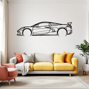 Corvette C8 HTC Detailed Car Silhouette Wall Art, Metal Car Wall Decor, Gift For Car Lovers, Car Gift For Him, Car Guy Gift