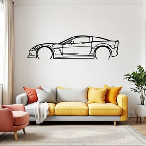 Corvette C6 Z06 Detailed Car Silhouette Wall Art, Metal Car Wall Decor, Gift For Car Lovers, Car Gift For Him, Car Guy Gift