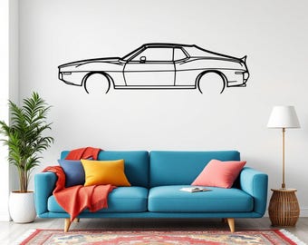 Silueta metálica de un AMX de 1974 para pared, decoración para garaje, coche clásico y cueva de hombre.