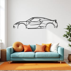 Alfa 4C Car Silhouette Wall Art, Metal Car Wall Decor, Gift For Car Lovers, Car Gift For Him, Car Guy Gift