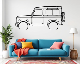 Land Defender 90 2005 Detailed Car Silhouette Wall Art, Metal Car Wall Decor, Gift For Car Lovers, Car Gift For Him, Car Guy Gift