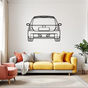 Clio 2002 Back Car Silhouette Wall Art, Metal Car Wall Decor, Gift For Car Lovers, Car Gift For Him, Car Guy Gift