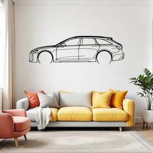 RS6 2022 Detailed Car Silhouette Wall Art, Metal Car Wall Decor, Gift For Car Lovers, Car Gift For Him, Car Guy Gift