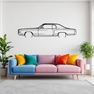 モンテカルロ 1970 詳細な車のシルエットの壁アート、金属製の車の壁の装飾、車好きの方へのギフト、男性への車のギフト、車の男性へのギフト
