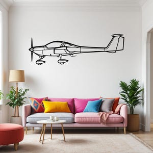 DA20 Aircraft Silhouette Wall Art, Airplane & Helicopter Metal Decor, Gift For Pilot, Plane Wall Art, Aviation Decor