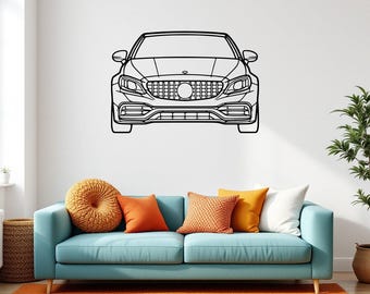 C63 AMG bilsilhuett metallväggkonst, Petrolhead-dekor