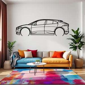 I-Pace HSE Detailed Car Silhouette Wall Art, Metal Car Wall Decor, Gift For Car Lovers, Car Gift For Him, Car Guy Gift