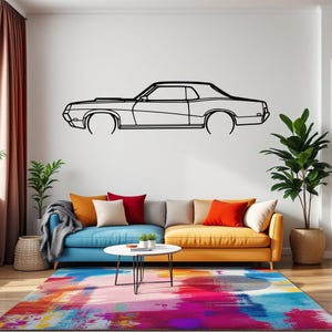 Cougar 428 1969 Detailed Car Silhouette Wall Art, Metal Car Wall Decor, Gift For Car Lovers, Car Gift For Him, Car Guy Gift