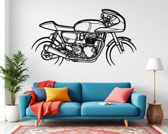 Thruxton TFC Motorcycle Silhouette, Metal Wall Art Decor