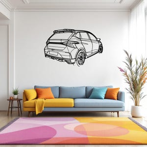 i20N Back Angle Car Silhouette Wall Art, Metal Car Wall Decor, Gift For Car Lovers, Car Gift For Him, Car Guy Gift