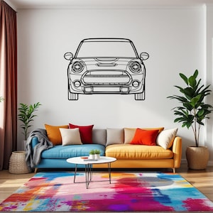 Cooper 2021 Front Car Silhouette Wall Art, Metal Car Wall Decor, Gift For Car Lovers, Car Gift For Him, Car Guy Gift