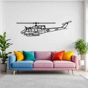 UH-1N Huey Aircraft Silhouette Wall Art, Airplane & Helicopter Metal Decor, Gift For Pilot, Plane Wall Art, Aviation Decor
