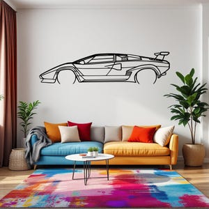 Countach 1985 Detailed Car Silhouette Wall Art, Metal Car Wall Decor, Gift For Car Lovers, Car Gift For Him, Car Guy Gift