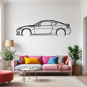 BRZ Detailed Car Silhouette Wall Art, Metal Car Wall Decor, Gift For Car Lovers, Car Gift For Him, Car Guy Gift