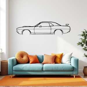 Barracuda 1974 Detailed Car Silhouette Wall Art, Metal Car Wall Decor, Gift For Car Lovers, Car Gift For Him, Car Guy Gift